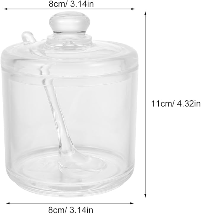 PRETYZOOM Acrylic Clear Sugar Bowl with Lid and Spoon, 330ml Sugar Storage Jar, Coffee Bar Accessories