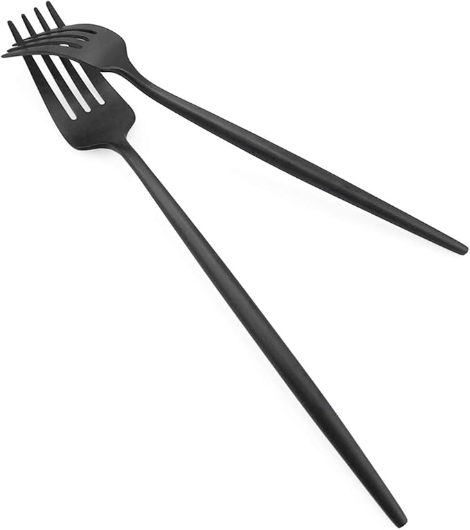 Gugrida Black Flatware, Royal 5 Piece Luxury Matte Finish 18/10 Stainless Steel Tableware Sets for 1 Including Forks Spoons Knives, Camping Silverware Travel Utensils Set Cutlery (Black)