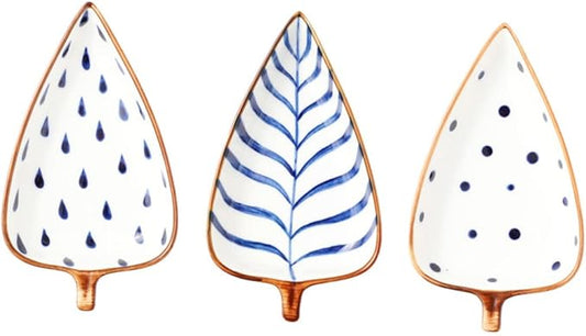 3Pcs Ceramic Sauce Dish Random Style Kitchen Appetizer Plates for Dipping Sauces Spices Snacks and Appetizers Slip Design for Parties