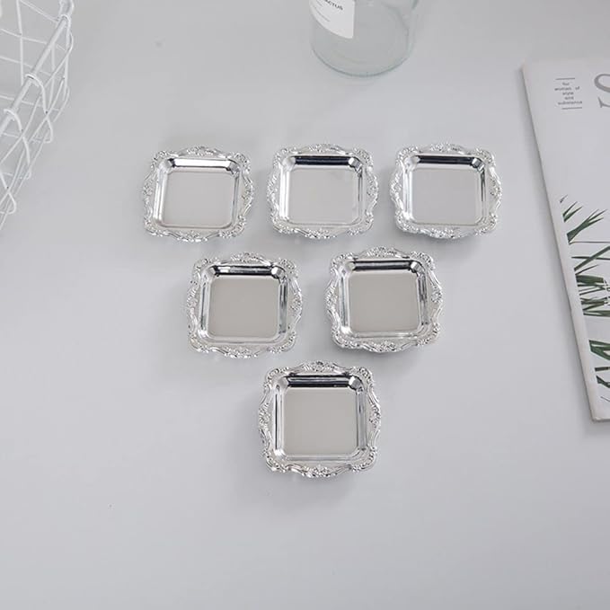 10Pcs Plastic Trays Mini Storage Tray Fruit Plate Jewelry Display Plastic Tray Party Sushi Plate(Gold)