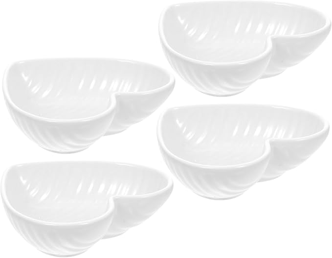4pcs Heart-shaped Plate Collection Ceramic Sauce Dishes Appetizer Bowl for Kitchen Party Camping