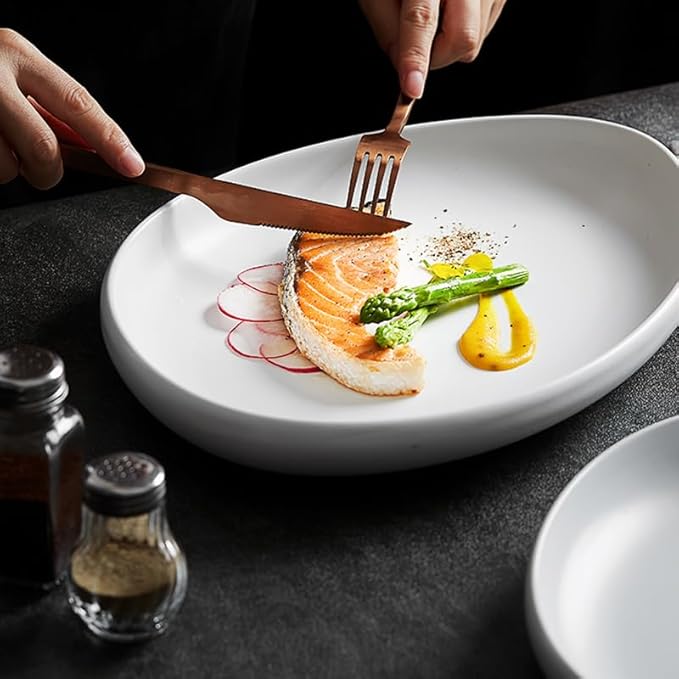 Appetizer Plates Ceramic Dinner Plate Cooking Plate Snack Dessert Tray Creative Hotel Restaurant Tableware Pasta Steak Plate Cheap Plates(A)