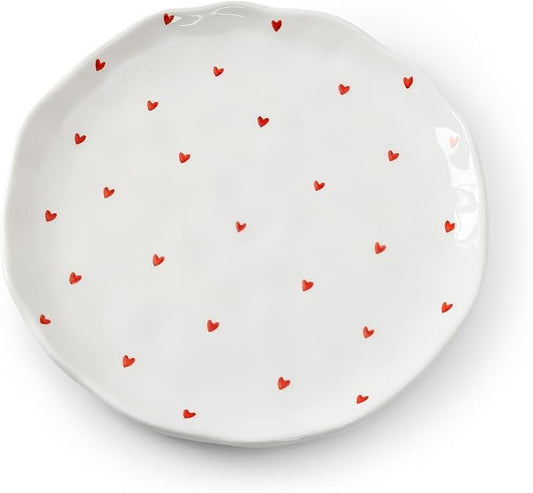 Koythin Floral Ceramic Dinner Plates, 8" Microwave Safe Dishes for Pasta, Modern Rustic Appetizer Plate for Salad Fruits Dessert Cake (Little Love)