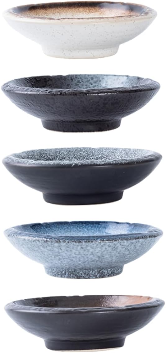 5pcs Ceramic Dipping Plates Soy Sauce Dishes Condiment Bowls Appetizer Bowl Sauce Dish Kitchen Supply