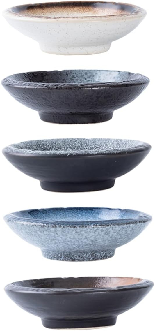 5pcs Ceramic Dipping Plates Soy Sauce Dishes Condiment Bowls Appetizer Bowl Sauce Dish Kitchen Supply