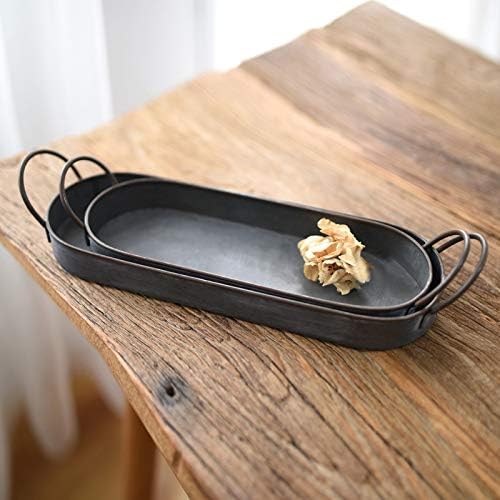 VALINK Vintage Style Metal Serving Tray Basket French Country Dishes Shabby Rustic Home Decoration Food Storage Organizer