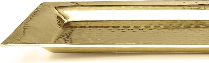 Gold Hammered Trays - 2 Pack Rectangle Platters - Large & Medium Serving Tray - Stainless Steel, Gold, Rectangular, Stackable