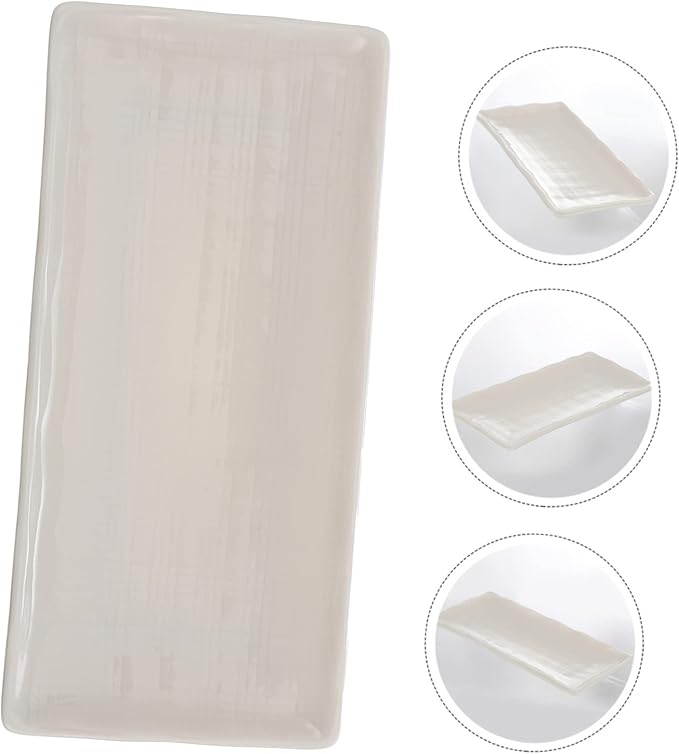 Ceramic Food Plate Elegant Rectangular Snack Tray Food Grade Kitchen Tableware for Home Restaurant Use Easy to Clean Beautiful Design for Desserts and Appetizers