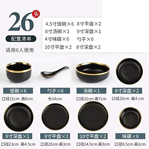 Dinnerware Sets Gilt Rim White Porcelain Set Kitchen Plate Ceramic Tableware Food Dishes Rice Salad Noodles Bowl Mug Cutlery,D