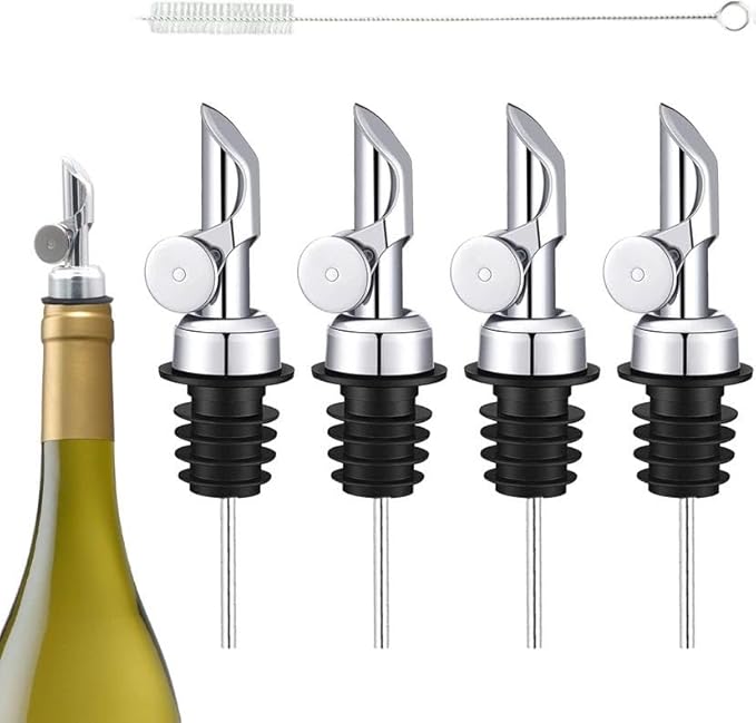 6PCS Weighted Liquor Bottle Pourers, Auto Flip Olive Oil Spout, Stainless Steel Olive Oil Dispenser Spout, Alcohol Pourer Spouts, Liquor Pourers for Suitable About 3/4" Bottle Mouth