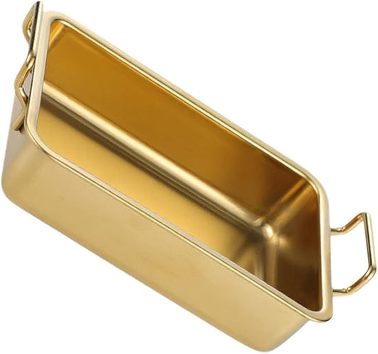 OUNONA Stainless Steel Food Serving Tray Handles Flat Bottom Silver Easy to Clean Kitchenware