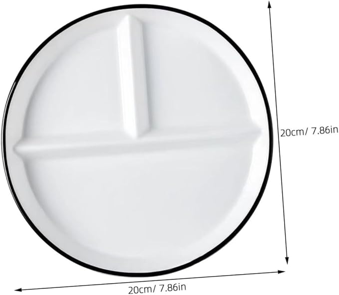 Ceramic Divided Plate with Compartments Black Rim Multifunctional Food Dish for Elderly and Home Use Microwave Dishwasher Safe Portion Plate for Appetizers Desserts Sandwiches and