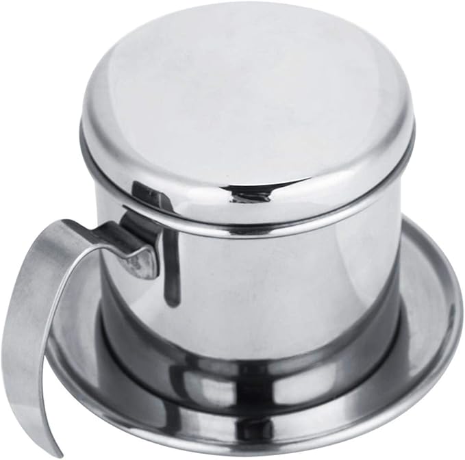 Vietnamese Coffee Drip Filter - Stainless Steel Maker Pot, Single Serving Cup, Manual Infuser Filter Dripper for Coffee Lovers (Silver)