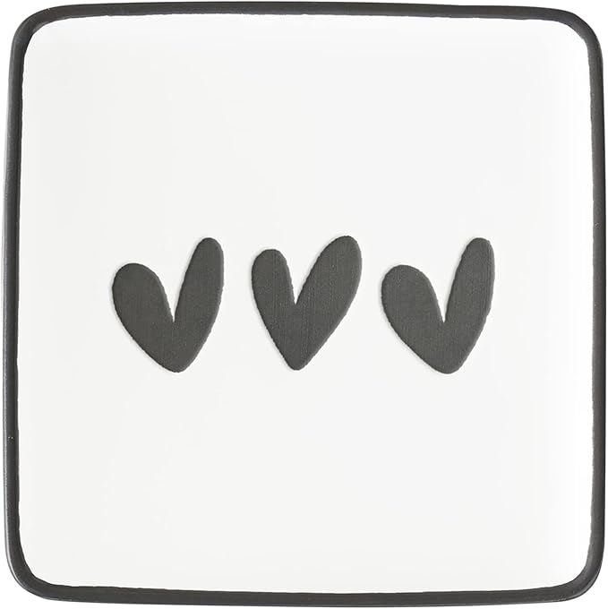 Santa Barbara Design Studio Sippin' Pretty 4-Pack Ceramic Appetizer Plates, 4.5-Inch Square, Hearts