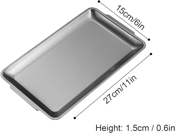 Baking Sheet, Sheet Pans for Baking Stainless Steel, Rectangle Metal Serving Tray with Handles for Dining, Party, Buffet, Dishwasher(Gold,27 * 15cm/11 * 6in)