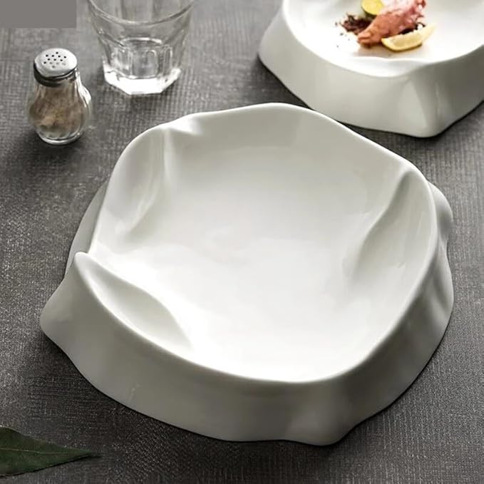 SONGCHAO Party Supplies Dish Plate Ceramic Dinner Plate Creative Irregular Mountain Shaped Dessert Plate Snack Plate Pasta Plates Restaurant Specialty Tableware Party Plates (Color : A 7 inch)
