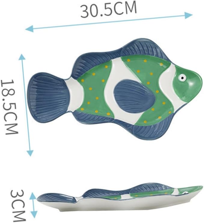 ABOOFAN Ceramic Fish Serving Plate Fish Shaped Dish for Sushi Sashimi and Appetizers Design for Home Restaurants and Parties Easy to Clean