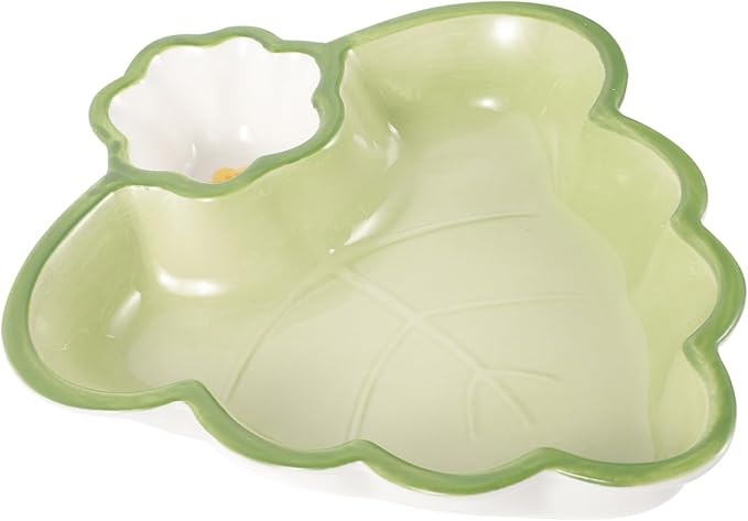 LIFKOME Stackable Ceramic Boy Girl's Plate Sections and Sauce Dishes for Snacks Fruits and Desserts Easy to Clean