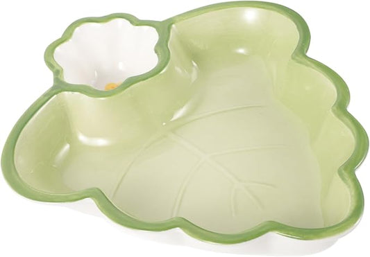 LIFKOME Stackable Ceramic Boy Girl's Plate Sections and Sauce Dishes for Snacks Fruits and Desserts Easy to Clean