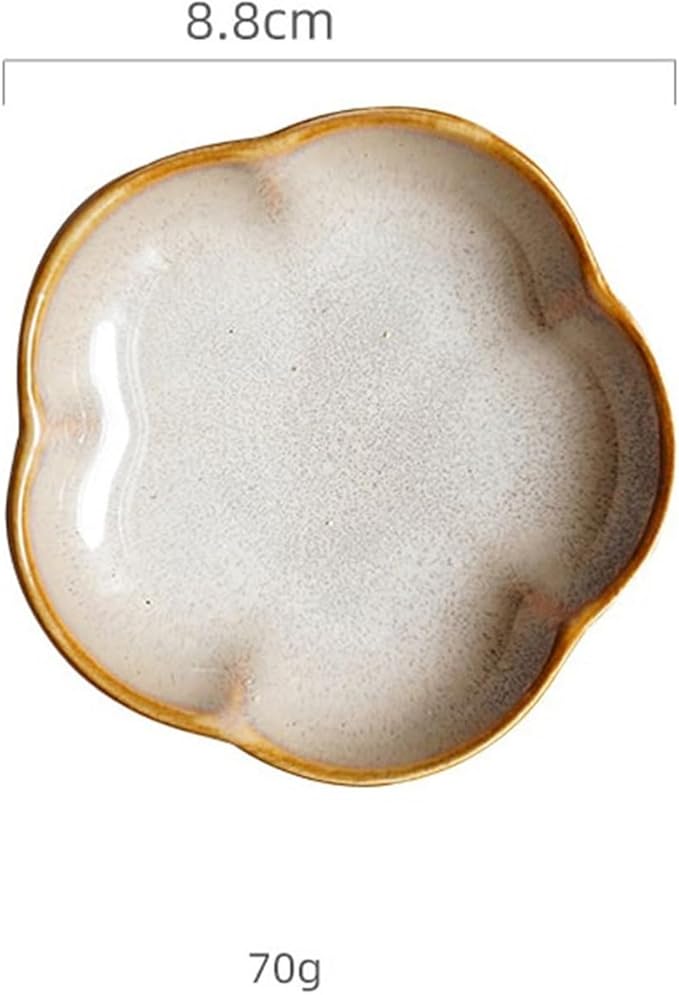 Sauce Dish Creative Plum Blossom Shape Plate Ceramic Tableware Household Dipping Sauce Dish Restaurant Barbecue Dipping Dish Snack Plate(F)