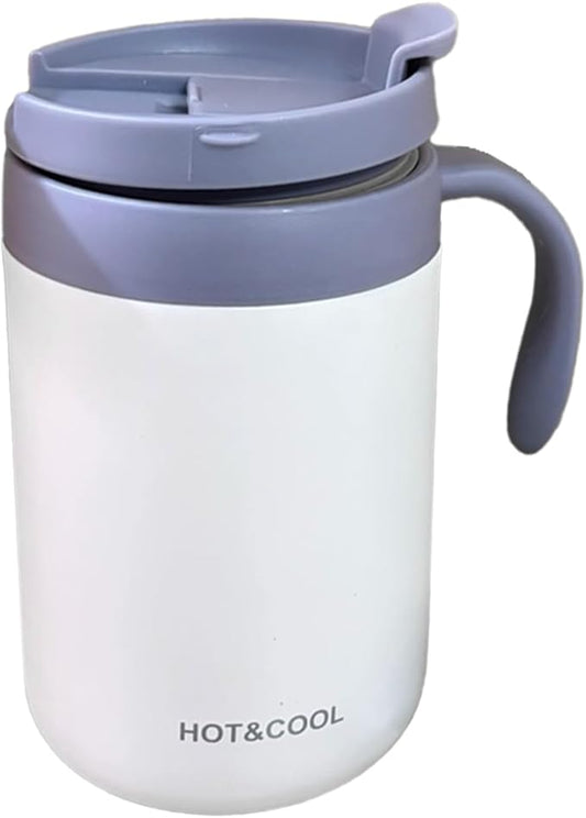 Irishom Portable Coffee Maker Stainless Steel Vacuum Insulated Travel Coffee Dripper Set Double Mesh Filter Foldable Design for Camping Office Backpacking (White)