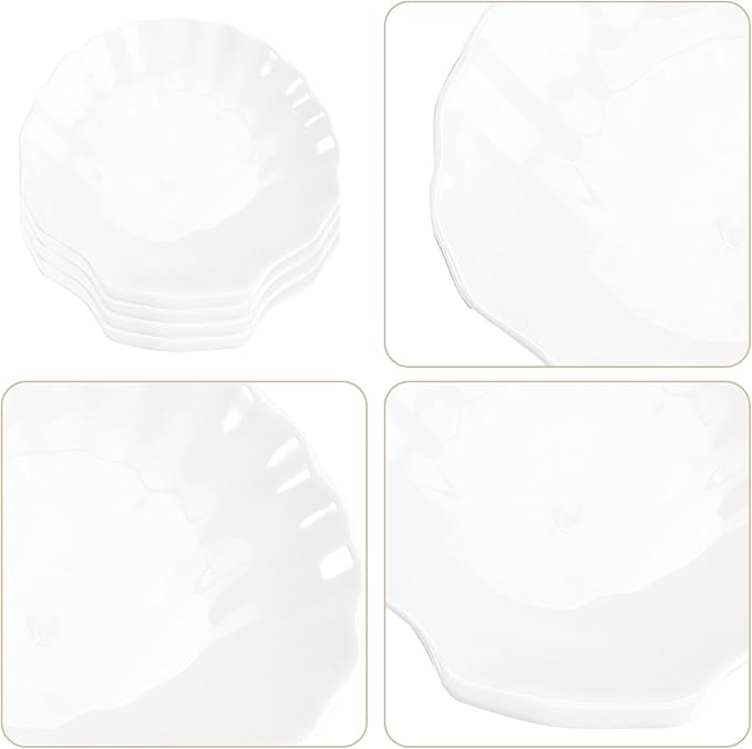 UPKOCH 4Pcs Ceramic Shell Plate Scallop Sea Shell Dinner Plates Dessert Appetizer Salad Dishes Sushi Serving Platter 4inch