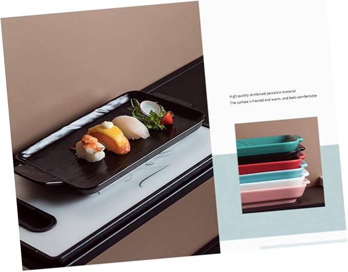 Tableware Wedding Guest Steak Plate Japanese Appetizer Plates Ceramic Jewelry The Wedding Ceramic Platter Plates Practical Food Serving Dish Ceramic Sushi Platt (Red-29.5 * 16.2 * 2.5cm