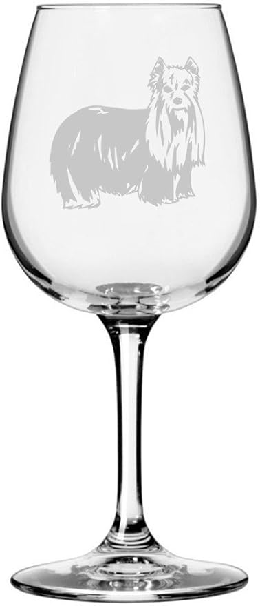Etched Laser Art Personalized Dog Themed Etched Wine Glass - Custom Dog Breed Wine Glasses for Pet Lovers, Unique & Personalized Birthday Gift for Men & Women - Yorkshire Terrier (Yorkie), 12.75 oz