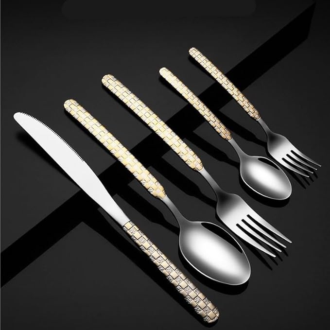 Stainless Steel Flatware serving set,Home Kitchen Eating Tableware Set,Dishwasher Safe,For Home Kitchen Restaurant Hote 5/20/30/40/50/60pcs Stainless Steel Cutlery Creative Water Cube Knife And Fork S