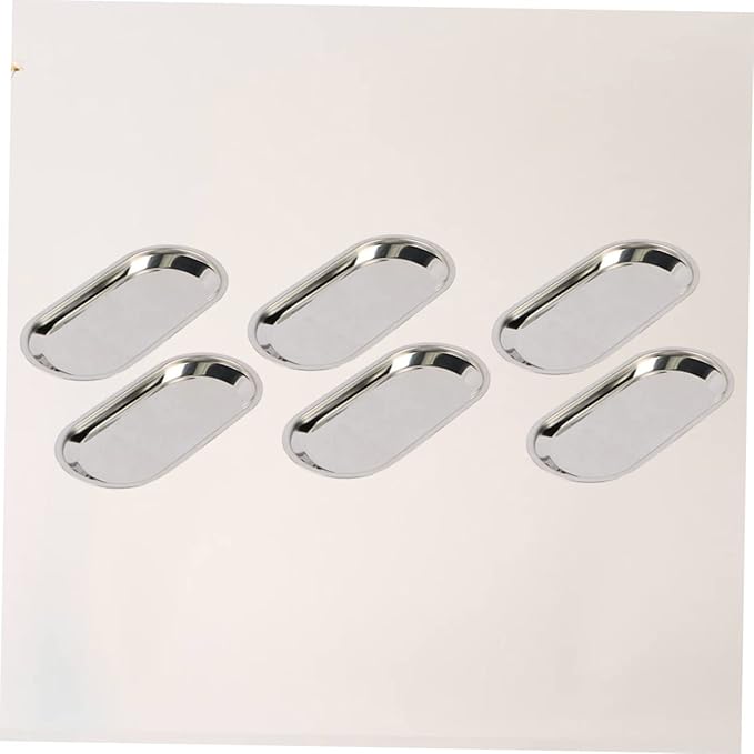 6-pc Silver Stainless Steel Food Serving Trays Lid Decorative Party Trays for Wedding Birthday Christmas