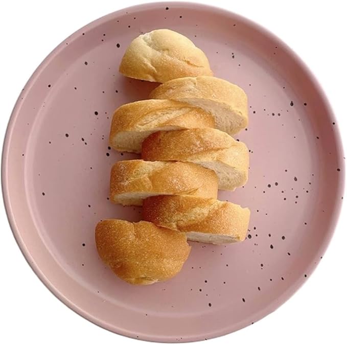 CHICKEN Dinnerware Plates Ink Dot Pattern Dining Plate Simple Ceramic Dining Plate Household Kitchen Restaurant Round Plate Vintage Dessert Fruit Tray Smooth Dinner Plate (Color : A)