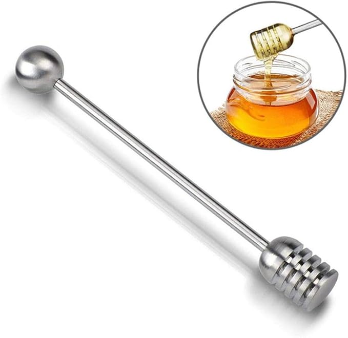 Honey Dipper. Premium 304 Stainless Steel Honey Dipper Set, 6.3 Inch Kitchen Stirrer, 1 Pack Deep-Groove Honeycomb Sticks for Syrup, Molasses, and Sauces, Dishwasher Safe. 1 PCS in One Box.