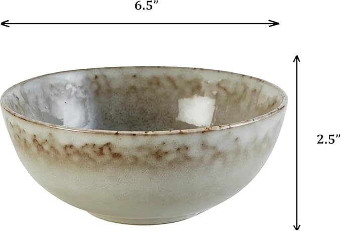 47th & Main Set of 4 Glazed Ceramic Bowls, 6.5" Diameter x 2.5" Tall, Sand