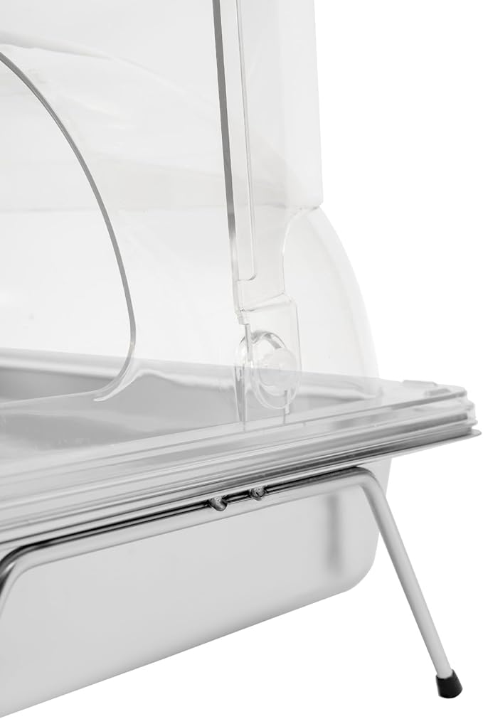 Silver Countertop Food Serving Display Container, 0.79Gal Stainless Steel Catering Supplies Buffet Display, Salad Fruit Trays Restaurant Containers with Lids (1Pan-with 4 Non-slip Feet)
