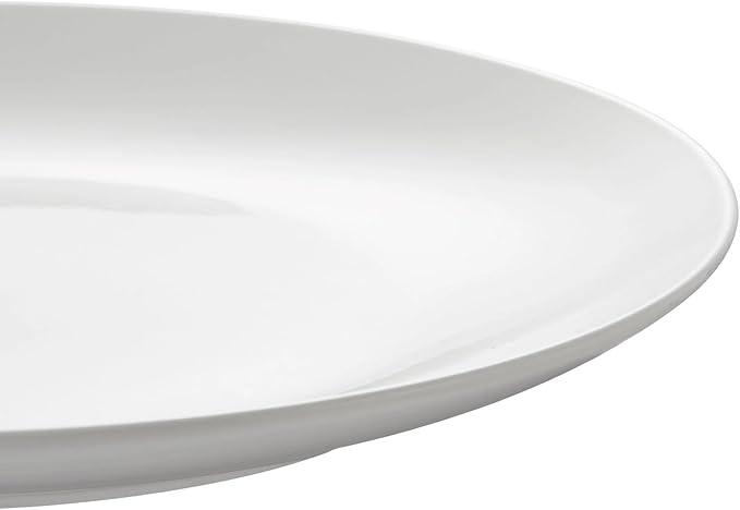 12-Piece Glazed White Stoneware Dinnerware Set - Service for 4, Plates & Bowls, Microwave & Dishwasher Safe