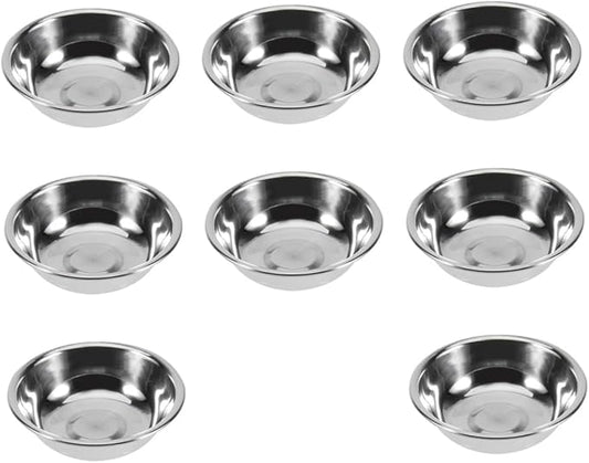 8Pcs Stainless Steel Sauce Plates for Kitchen Condiments and Seasoning Small Appetizer Plates for Soy Sauce Vinegar Spices and Dips Easy to Clean and Store Simple Design Matching Tableware
