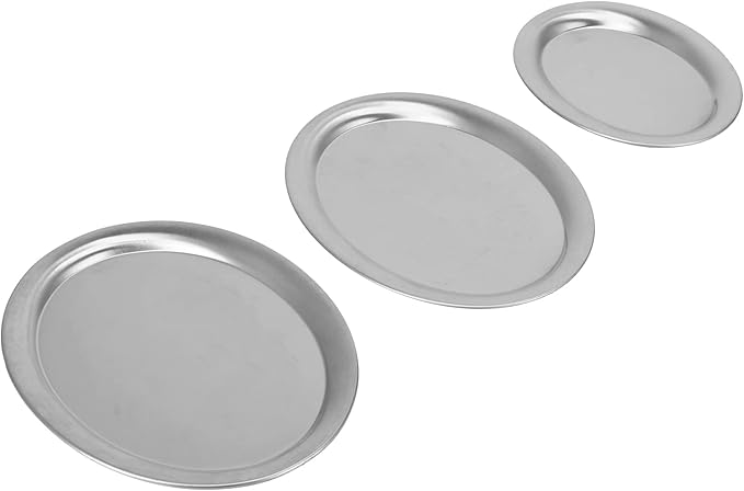 Dessert Tray, 3pcs Stainless Steel Dessert Tray Mirror Polishing Process Snack Jewelry Display Tray Serving Tray for Home Cafe (Silver)