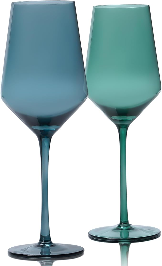 Colored Wine Glasses Set of 4-15oz Wine Glass, Hand Blown Crystal Red Wine or White Wine Glass, Gifts for Women, Men, Wedding, Anniversary, Christmas, Birthday, Gift Packaging