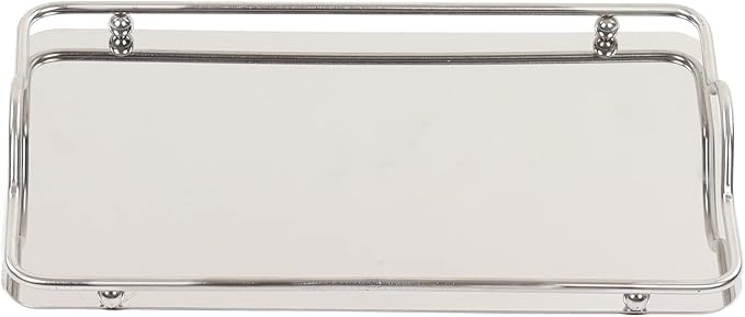 Pwshymi Large Rectangle Tray, Stainless Steel Large Serving Tray Home Living Room Commercial Dishes Tray for Coffee Water Cups Fruit Vajilla