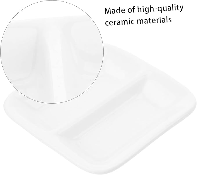 PRETYZOOM 2pcs Pure White Ceramic Appetizer Serving Tray Compartments for Soy Sauce and Dipping Sauces Versatile Snack Dish for Everyday Use and Gatherings