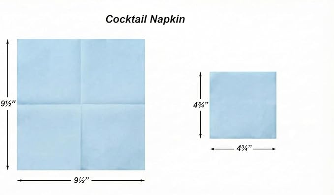 AH AMERICAN HOMESTEAD Paper Cocktail Napkins - Linen-Like Disposable Beverage Bar Napkins 4.75" x 4.75" - Bulk Square Napkins - Ideal for Party or Wedding (Baby Blue -100 Count)