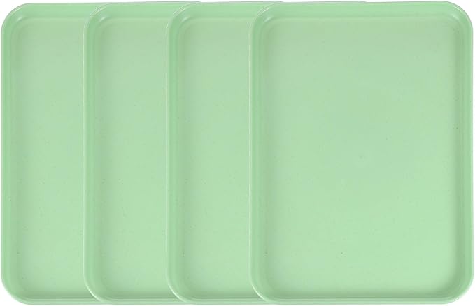 uxcell 4Pcs Plastic Serving Trays, 12.2 x 8.7 Inch Rectangle Food Trays Serving Cafeteria for Kitchen Restaurant Coffee Fruit Burger Lunch Dessert, Matcha