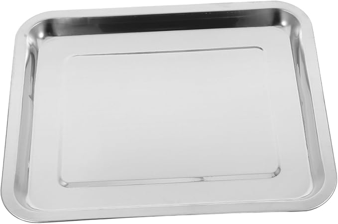 Luxshiny Rectangular Stainless Steel Tray for Serving Baking Multi Use for Desserts Dumplings Snacks Easy to Clean Design