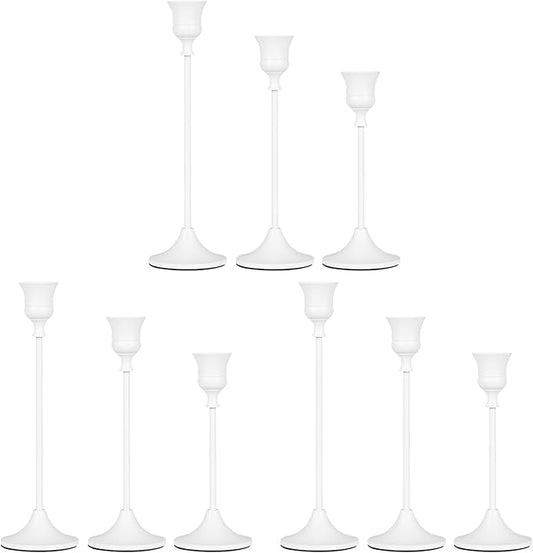 Candlestick Holders White, 9 Packs Taper Candle Holder for Candlesticks, Candle Sticks Holder Decor for Home Decor
