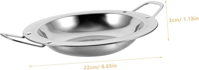 Luxshiny 2pcs Stainless Steel Round Serving Trays Handles Multi-Use Snack Dishes for Home and Restaurant Sturdy Kitchen Serving Plates for Appetizers and Desserts
