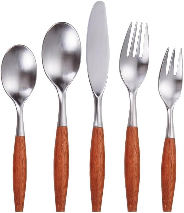 Stainless Steel Flatware serving set,Home Kitchen Eating Tableware Set,Dishwasher Safe,For Home Kitchen Restaurant Hote 5/20/30 Piece Household Teak 304 Stainless Steel Cutlery And Spoons Dessert Fork