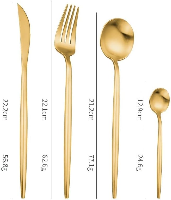 Silverware Flatware Cutlery Set, 4/16/24/32/40/48 Pieces Pink Gold 304 Stainless Steel Tableware Portuguese Cutlery Set Hotel Household Stainless Steel Tableware(Color:Blue Gold,Size:10Set-4