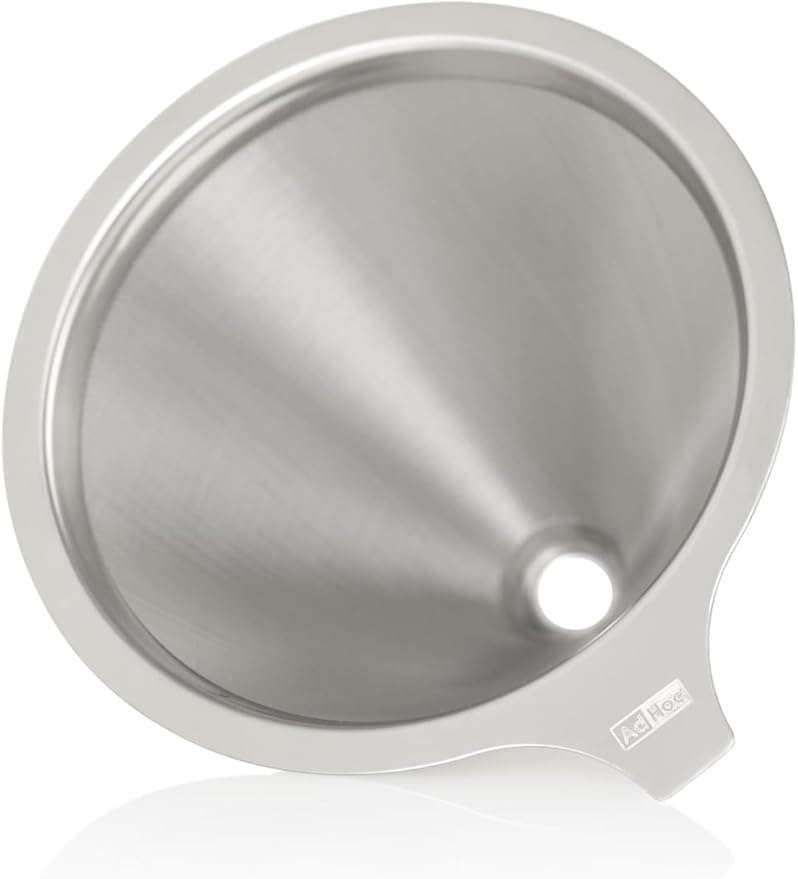 AdHoc Pour Over Coffee Maker - Manual Brewer for Ground Coffee - Reusable Stainless Steel Filter - Heat-Resistant Glass Coffee Dripper - Dishwasher Safe