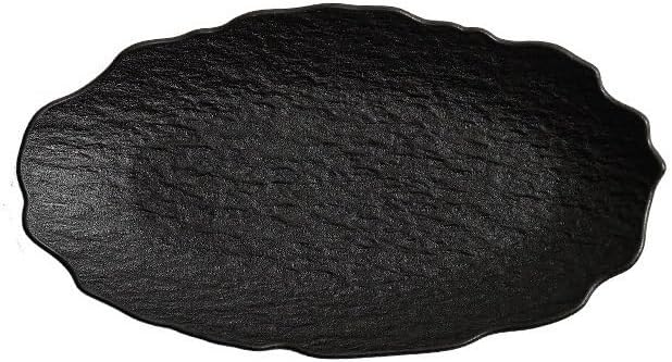 Dessert Plates Creative Stone Fish Plate Tableware Household Steamed Modern Ceramic Simple Dish Dinner Tableware(Black,12inch)