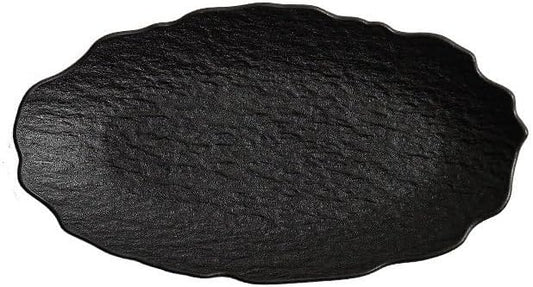 Dessert Plates Creative Stone Fish Plate Tableware Household Steamed Modern Ceramic Simple Dish Dinner Tableware(Black,12inch)